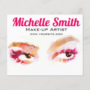 Prospectus 11,4 Cm X 14,2 Cm Marque de maquillage d'oeil rose aquarelle