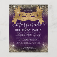 Mascarade bon marché Purple Gold Glam Parties scin