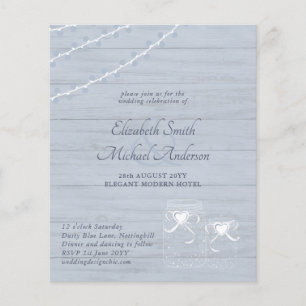 Prospectus 11,4 Cm X 14,2 Cm MEILLEUR PRIX Dusty Bleu Rustique Mason Jar Mariag