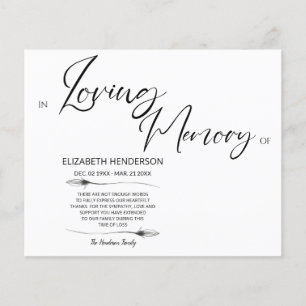 Prospectus 11,4 Cm X 14,2 Cm Mémoire/Merci de la sympathie budgétaire.