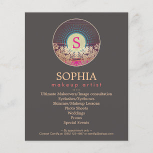 Prospectus 11,4 Cm X 14,2 Cm Menu Artiste maquillage monogramme et Styliste