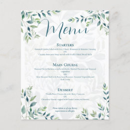 Prospectus 11,4 Cm X 14,2 Cm Menu de mariage économique Vert Sauge Ivoire Eucal