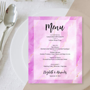 Prospectus 11,4 Cm X 14,2 Cm Menu de mariage en marbre violet or Budget