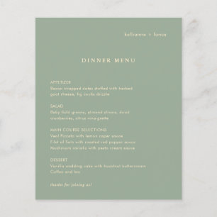 Prospectus 11,4 Cm X 14,2 Cm Menu de mariage simple vert sauge moderne
