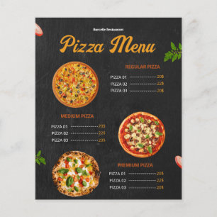 Prospectus 11,4 Cm X 14,2 Cm Menu de pizza éditable Pizzaria Menu de restaurant