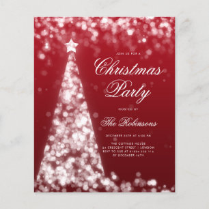 Prospectus 11,4 Cm X 14,2 Cm Menu du programme Invitation Arbre de Noël Rouge A