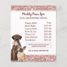 Menu élégant de toilettage pour chiens avec paille