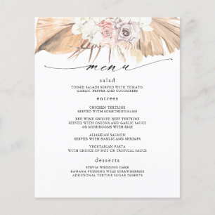 Prospectus 11,4 Cm X 14,2 Cm Menu Feuille de palmiers séchés tropicaux