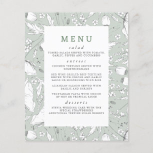Prospectus 11,4 Cm X 14,2 Cm Menu fleur sauvage Elegant Sage Mariage