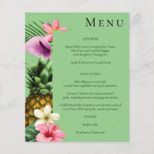 Prospectus 11,4 Cm X 14,2 Cm Menu floral tropical hawaïen de budget - Vert