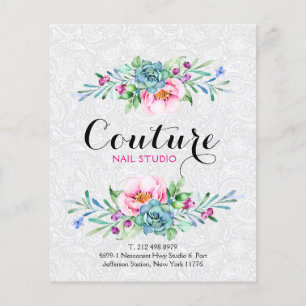 Prospectus 11,4 Cm X 14,2 Cm Menu Liste de Bouquet Floral Coloré