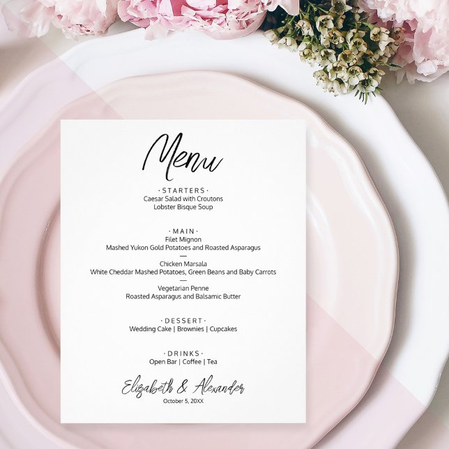 Prospectus 11,4 Cm X 14,2 Cm Menu Mariage blanc Budget (Créateur téléchargé)