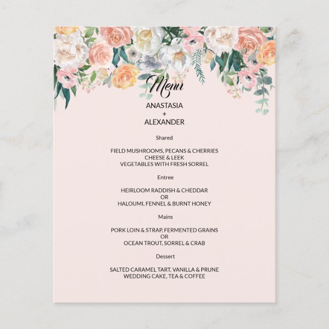 PROSPECTUS 11,4 CM X 14,2 CM MENU MARIAGE BUDGET. (Devant)