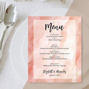 Prospectus 11,4 Cm X 14,2 Cm Menu Mariage en marbre or de Coral Budget