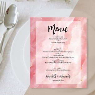 Prospectus 11,4 Cm X 14,2 Cm Menu Mariage en marbre rose or Budget