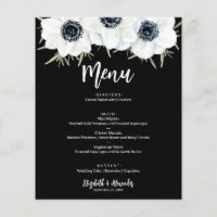Menu Mariage floral noir et blanc Budget