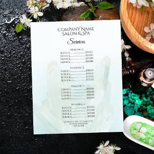 Prospectus 11,4 Cm X 14,2 Cm Menu Services Salon Spa de cristaux bleus de glace