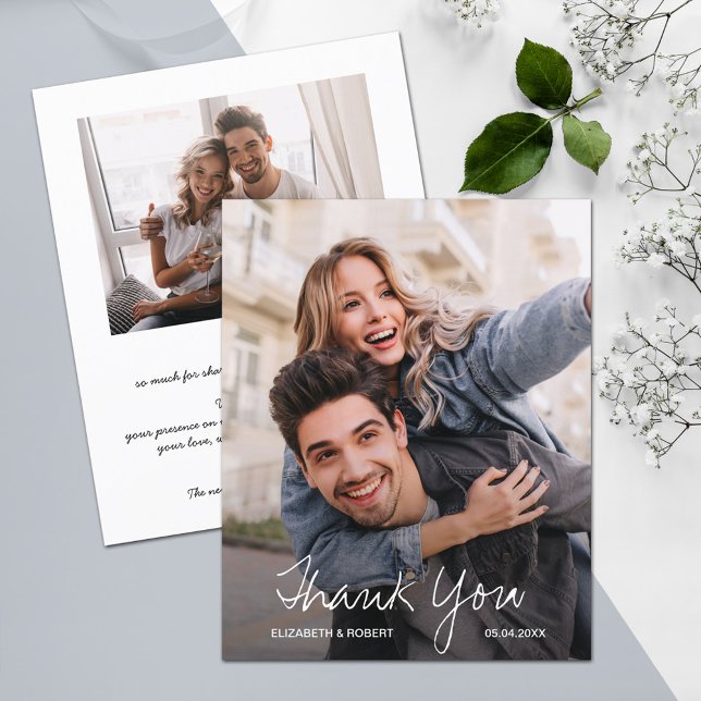 Prospectus 11,4 Cm X 14,2 Cm Merci photo Mariage chic (Thank yous printed on affordable THIN 80 lb flyer paper, heavier papers available in our collection.)
