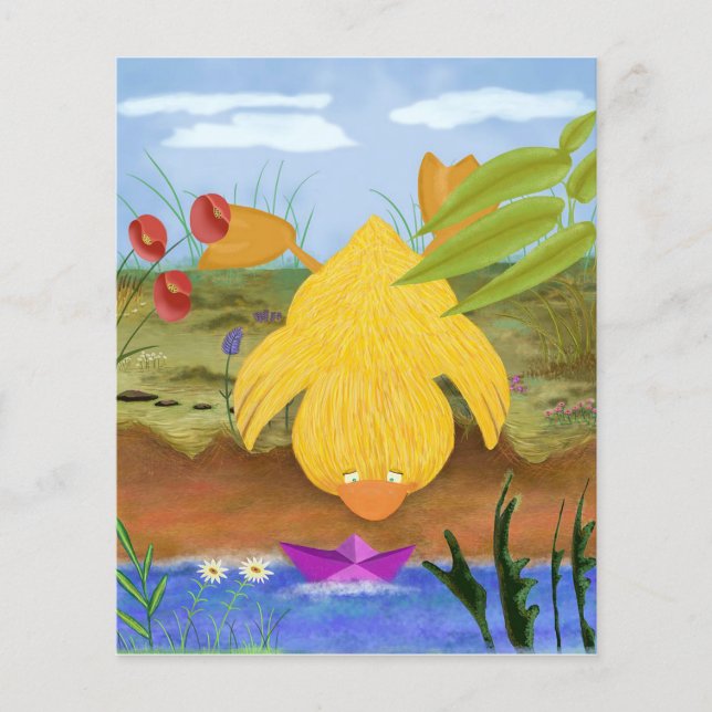 Prospectus 11,4 Cm X 14,2 Cm mignon bébé canard sur la falaise (Devant)