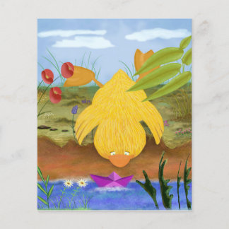 Prospectus 11,4 Cm X 14,2 Cm mignon bébé canard sur la falaise