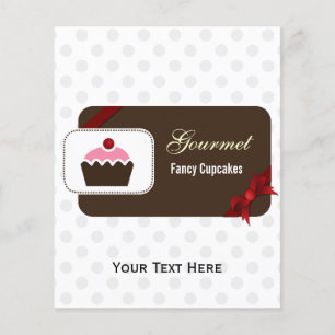 Prospectus 11,4 Cm X 14,2 Cm mignon rouge Chic Cupcake Business Flyers