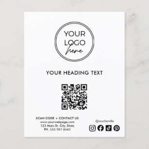 Prospectus 11,4 Cm X 14,2 Cm Modèle de flyer commercial avec QR code et logo pr