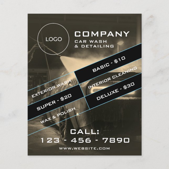 Prospectus 11,4 Cm X 14,2 Cm Modern automotive cleaning flyer (Devant)