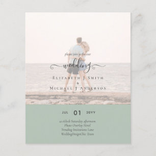 Prospectus 11,4 Cm X 14,2 Cm Modern PHOTO OVERLAY TEXT Wedding Budget