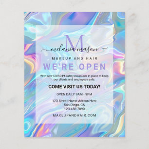 Prospectus 11,4 Cm X 14,2 Cm Moderne Elégant Holographique Irediscent Bleu