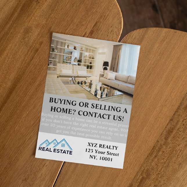 Prospectus 11,4 Cm X 14,2 Cm Moderne Elegant Immobilier Agent Immo Photo (Real Estate Home Selling Custom Flyer)