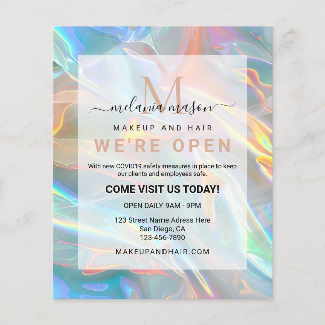 Prospectus 11,4 Cm X 14,2 Cm Moderne Elégant Irédiscent Holographique (Devant)