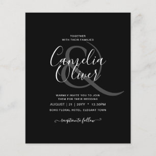 Prospectus 11,4 Cm X 14,2 Cm MOINDRE BUDGET Calligraphie Ampersand Mariage