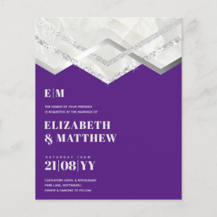 Prospectus 11,4 Cm X 14,2 Cm MOINS BUDGET Purple Silver Mariage FLYER