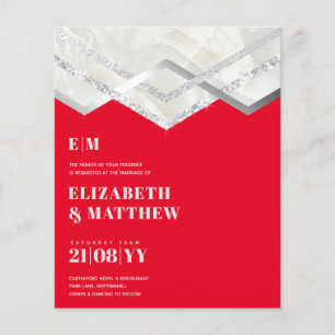 Prospectus 11,4 Cm X 14,2 Cm MOINS BUDGET Red Silver Mariage FLYER