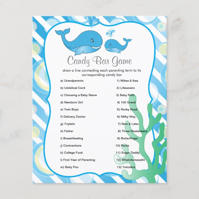 Prospectus 11,4 Cm X 14,2 Cm Momma Whale and her Baby Boy - Candy Bar Game (Devant)