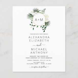 Prospectus 11,4 Cm X 14,2 Cm Monogramme Budget Tropical Emerald Green Mariage F