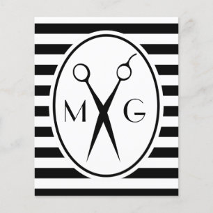 Prospectus 11,4 Cm X 14,2 Cm Monogramme Initiales Ciseaux Coiffeur Barbier Salo