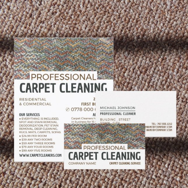 Prospectus 11,4 Cm X 14,2 Cm Moquette colorée, Nettoyage de tapis, Service de n (Créateur téléchargé)