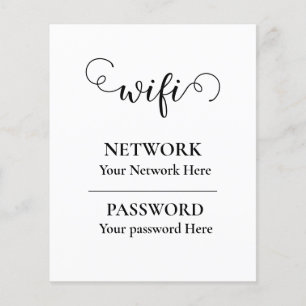 Prospectus 11,4 Cm X 14,2 Cm mot de passe wifi calligraphie