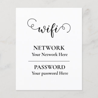 Prospectus 11,4 Cm X 14,2 Cm mot de passe wifi calligraphie