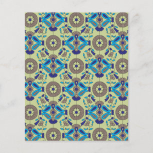 Prospectus 11,4 Cm X 14,2 Cm motif bleu et vert sur arrière - plan vert