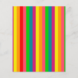 Prospectus 11,4 Cm X 14,2 Cm Motif de bandes verticales arc-en-ciel multicolore