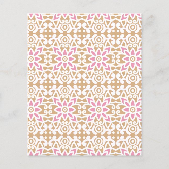 Prospectus 11,4 Cm X 14,2 Cm motif de fleurs rose et blanche sur un dos brun (Devant)