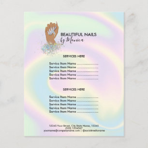 Prospectus 11,4 Cm X 14,2 Cm Nail Technician Mani Salon Holograph Girly Modern