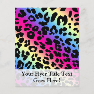 Prospectus 11,4 Cm X 14,2 Cm Neon Rainbow Leopard Motif Imprimer