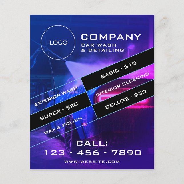 Prospectus 11,4 Cm X 14,2 Cm Nettoyage automobile moderne (Devant)