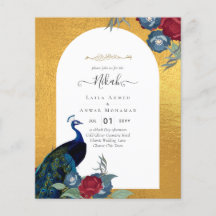 NIKAH Peacock Floral Gold Frame Mariage islamique 