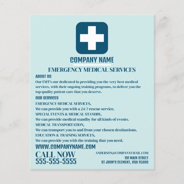 Prospectus 11,4 Cm X 14,2 Cm N'importe quel symbole Médicale couleur, EMT, Para (Devant)