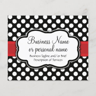 Prospectus 11,4 Cm X 14,2 Cm Noir Blanc Rouge Polka Point Rétro Cute Consultant