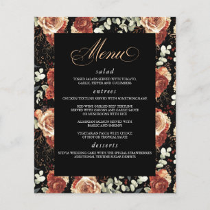 Prospectus 11,4 Cm X 14,2 Cm Noir et Terracotta Élégant Menu Mariage moderne
